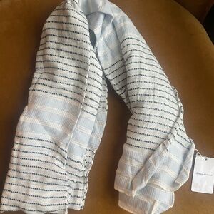 Tommy Bahama Striped White and Blue cotton Scarf